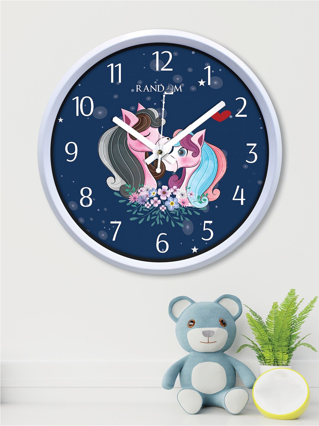 

RANDOM White & Blue Printed Contemporary Wall Clock