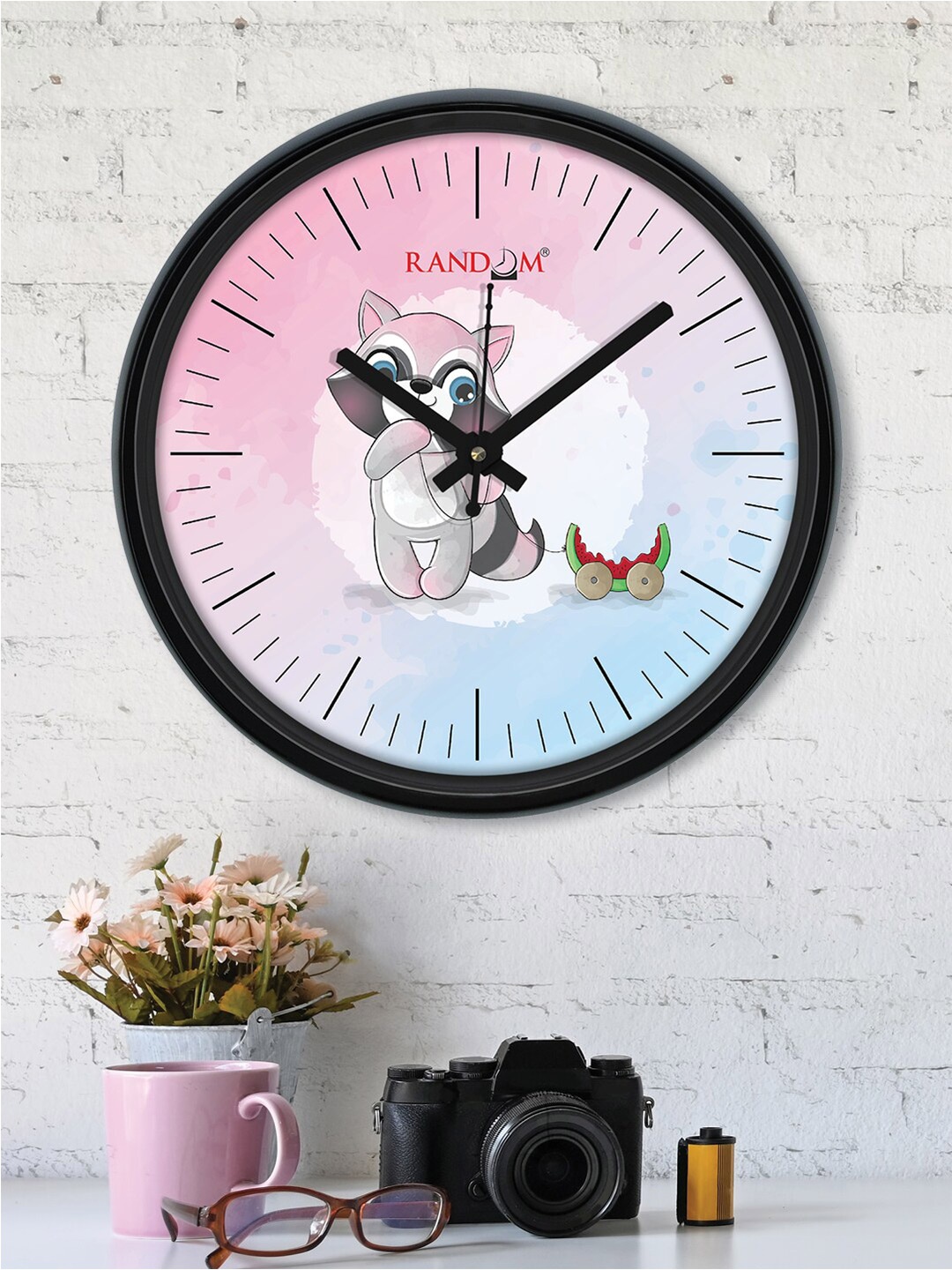 

RANDOM Black & Pink Printed Contemporary Wall Clock