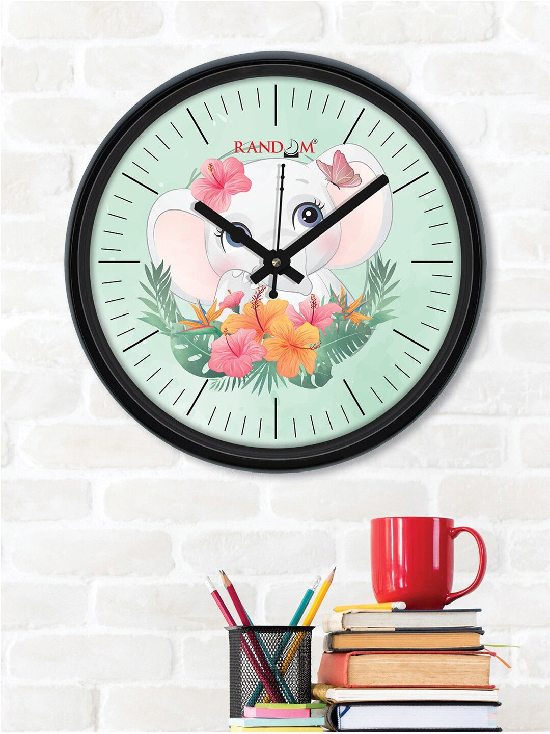 

RANDOM Black & Green Printed Contemporary Wall Clock