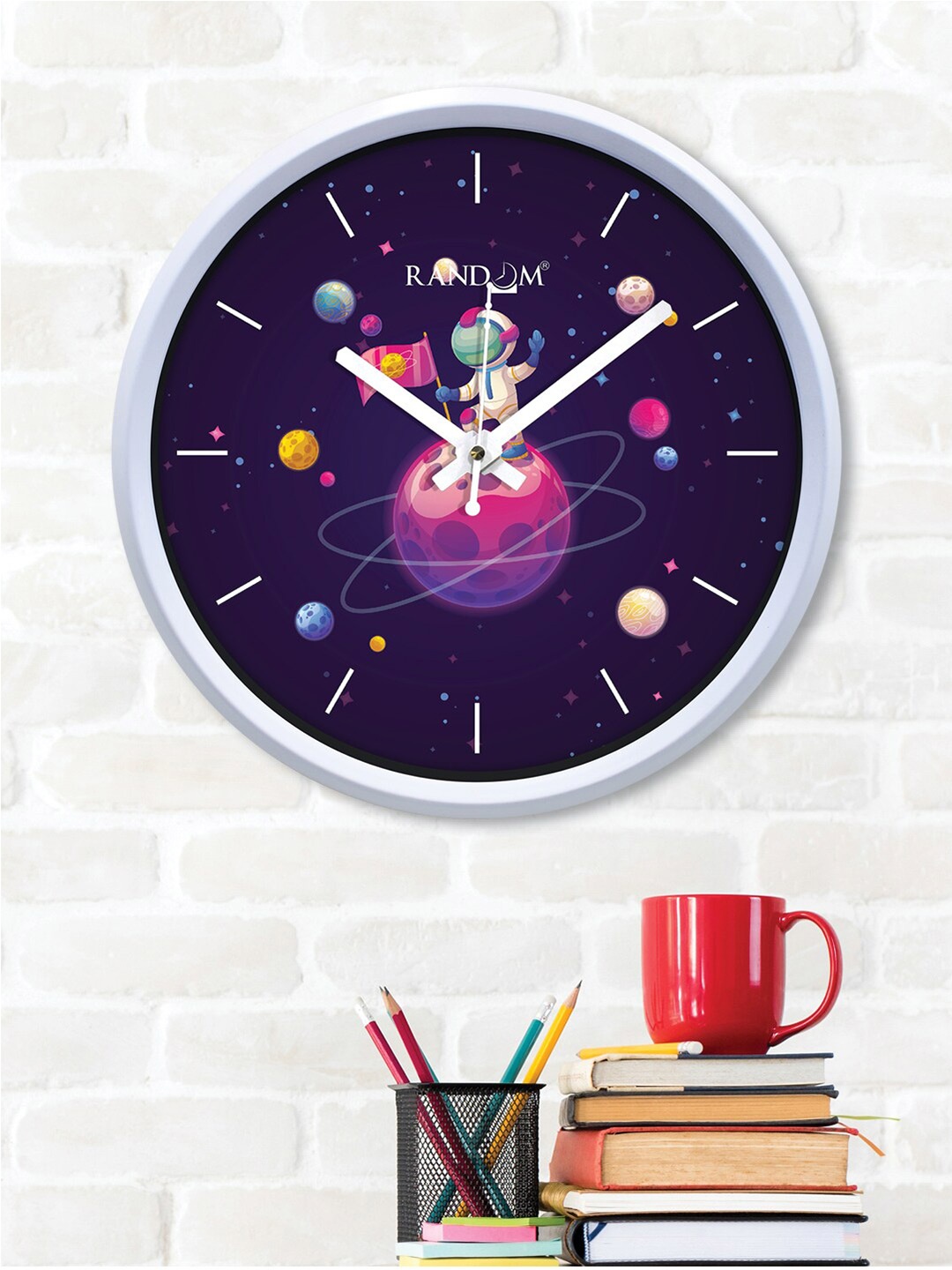 

RANDOM White & Purple Printed Contemporary Wall Clock