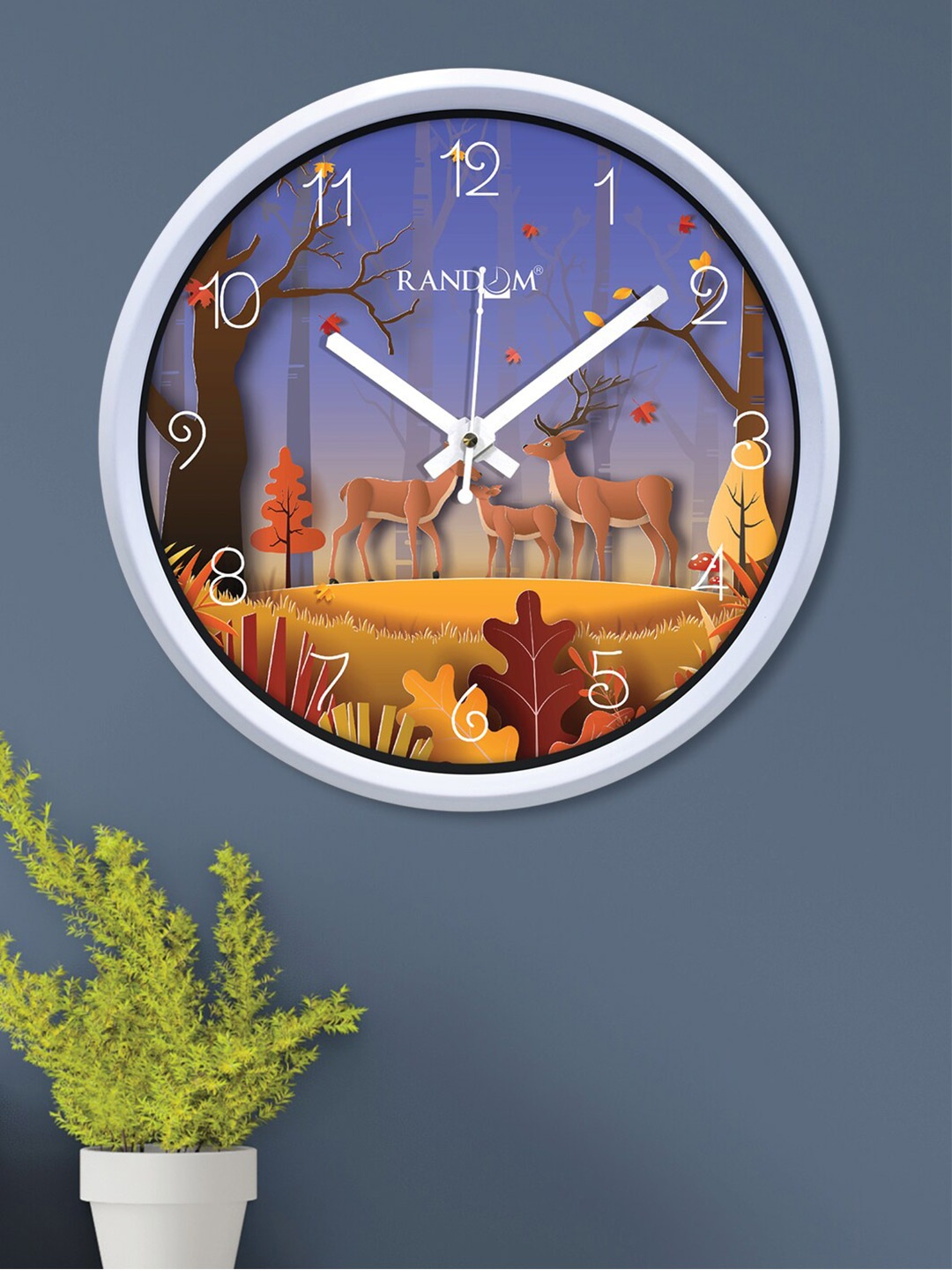 

RANDOM White & Purple Printed Contemporary Wall Clock