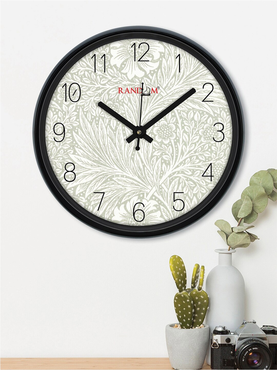 

RANDOM Long Leaf White & Green Printed Contemporary Wall Clock