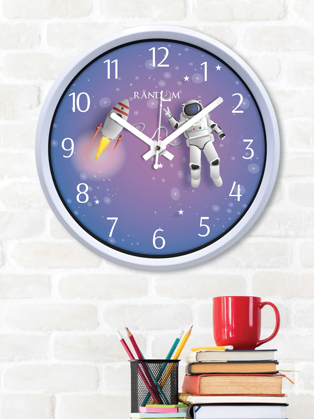 

RANDOM Astranot Cartoon Blue & White Printed Contemporary Wall Clock