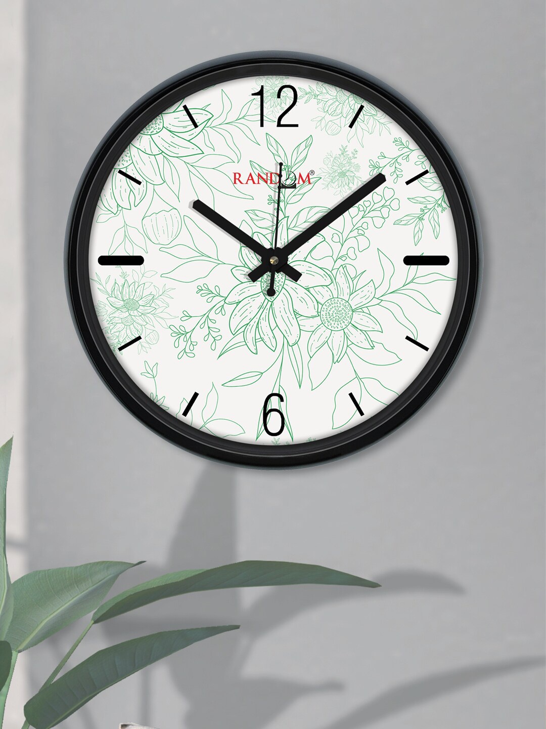 

RANDOM Flowers Off White & Green Printed Contemporary Wall Clock