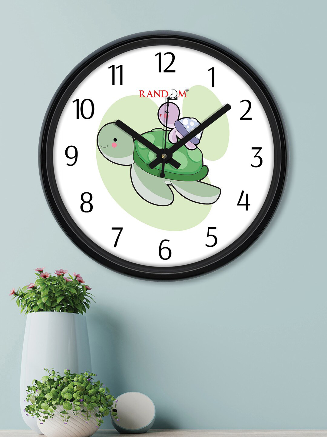 

RANDOM Baby Turtle Green & White Printed Contemporary Wall Clock, Black