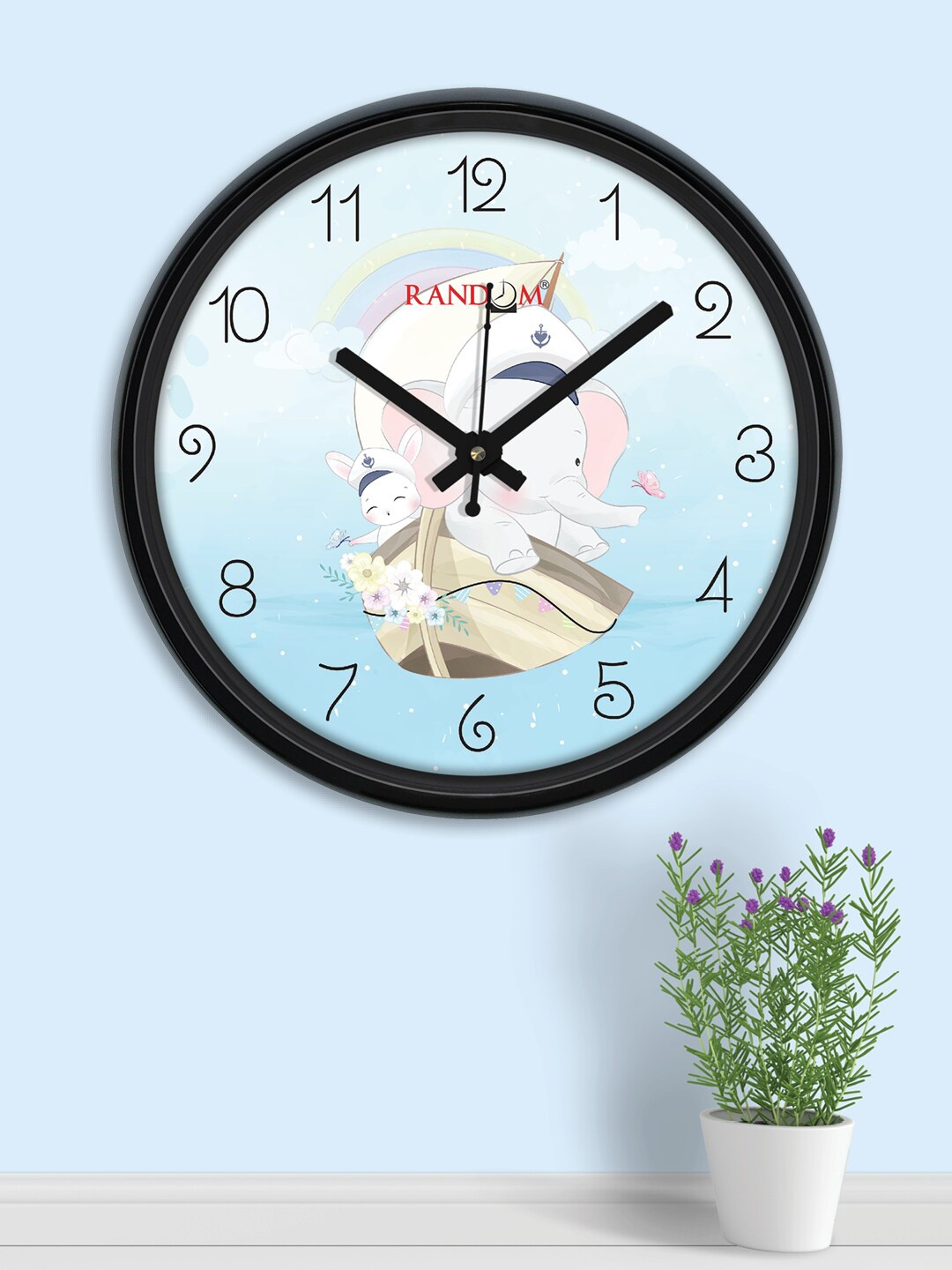

RANDOM Cute Elephant Art Blue & White Printed Wall Clock