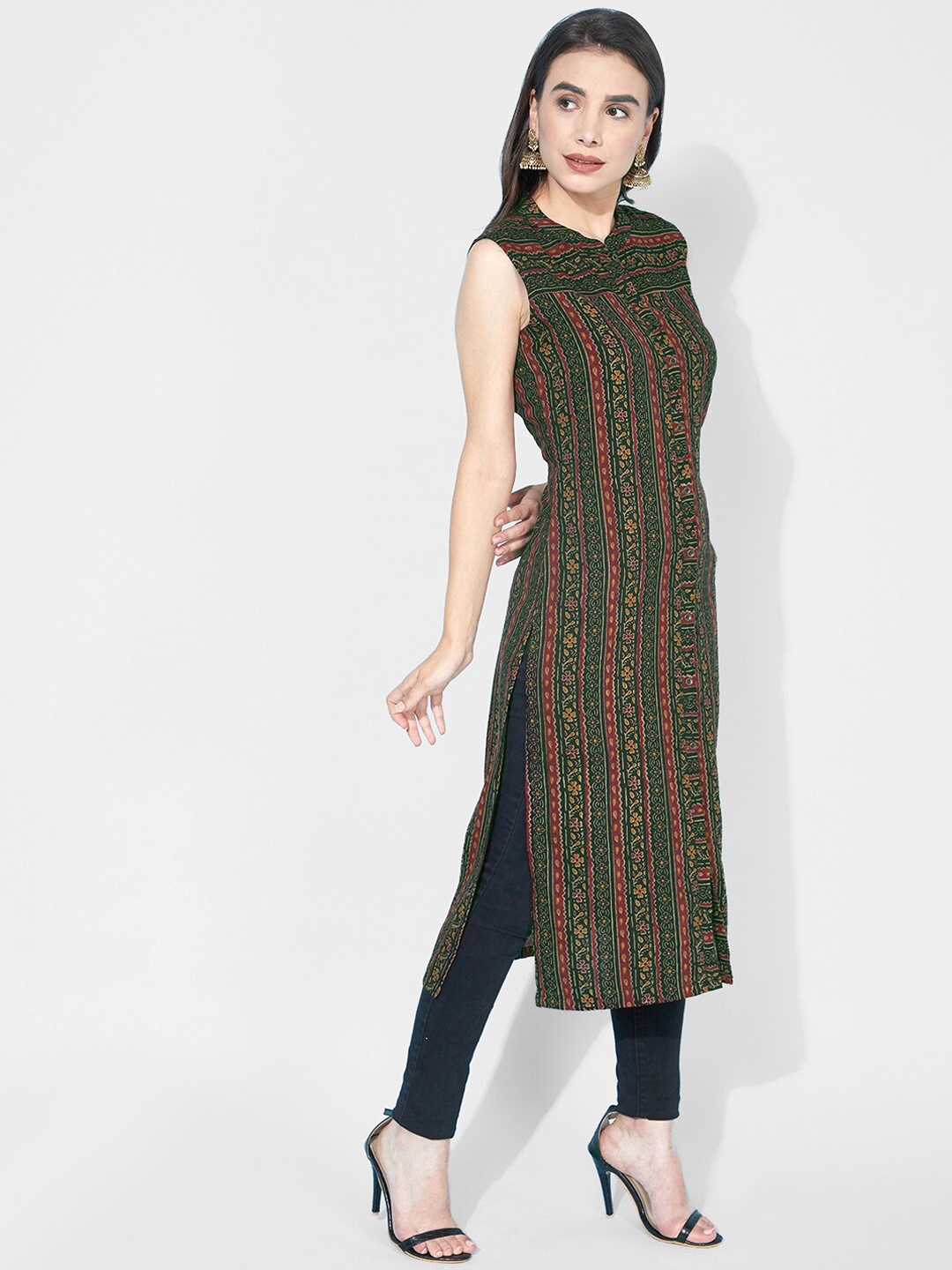 

KALINI Women Floral Printed Floral Kurta, Green