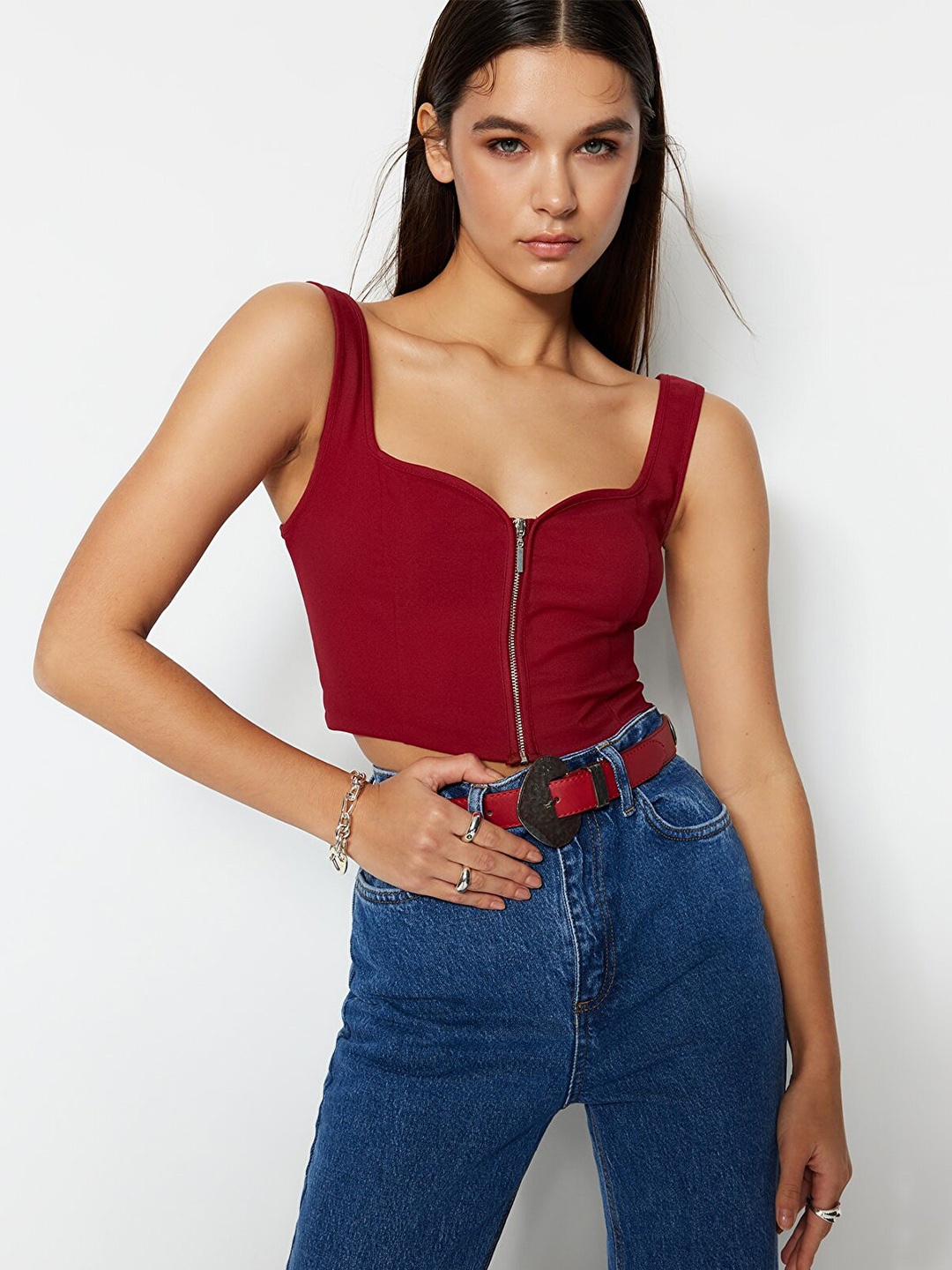

Trendyol Sweetheart Neck Bralette Crop Top, Maroon