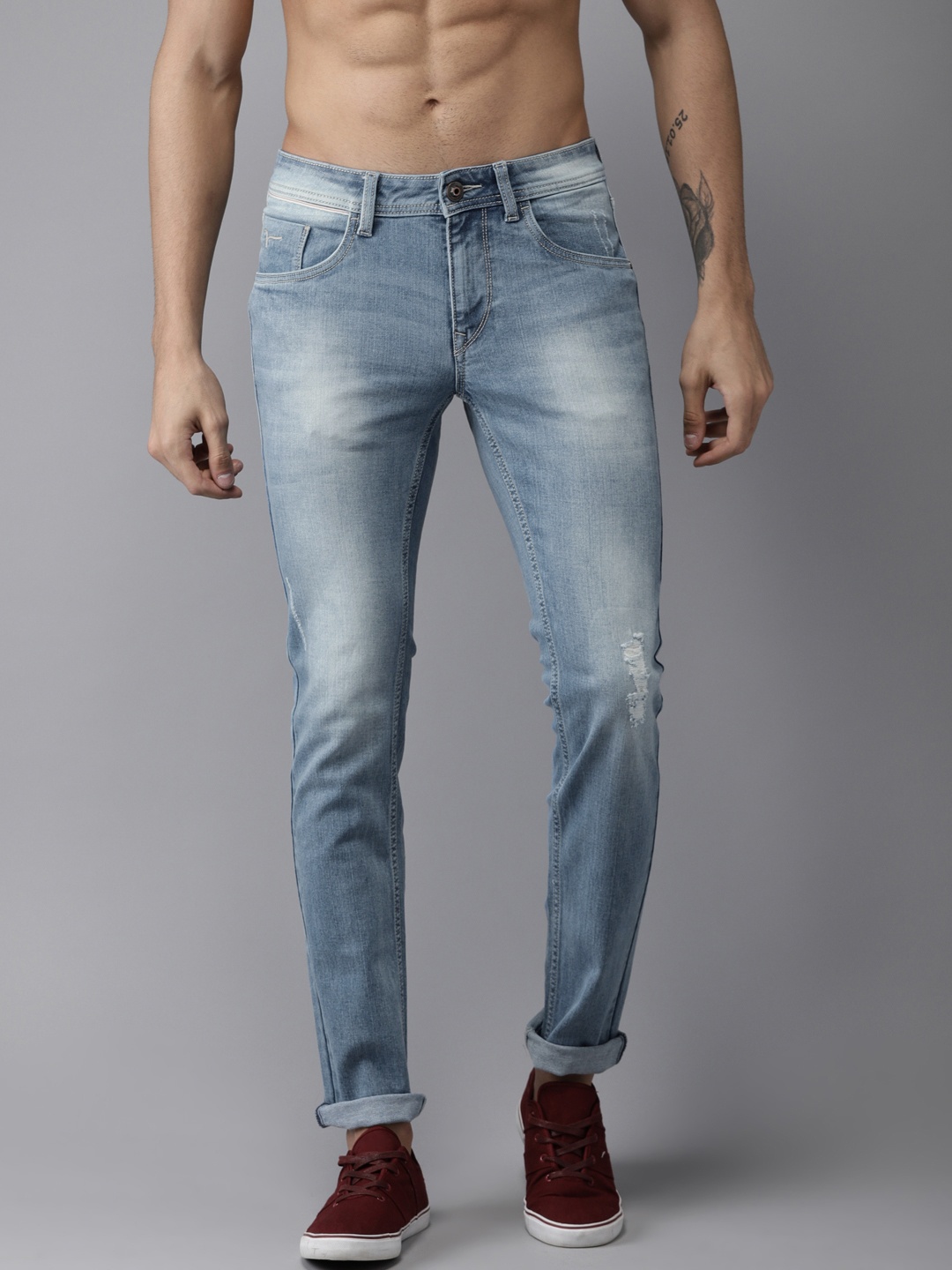 

Flying Machine Men Blue Skinny Fit Mid-Rise Mildly Distressed Stretchable Jeans