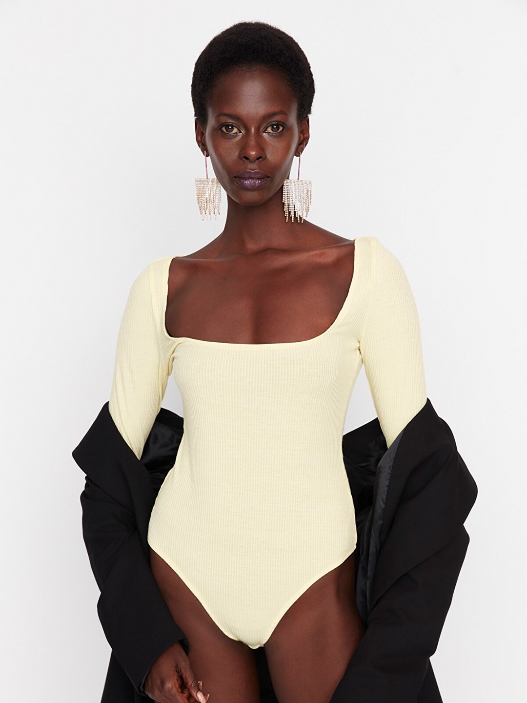 

Trendyol Women Solid Bodysuit, Yellow