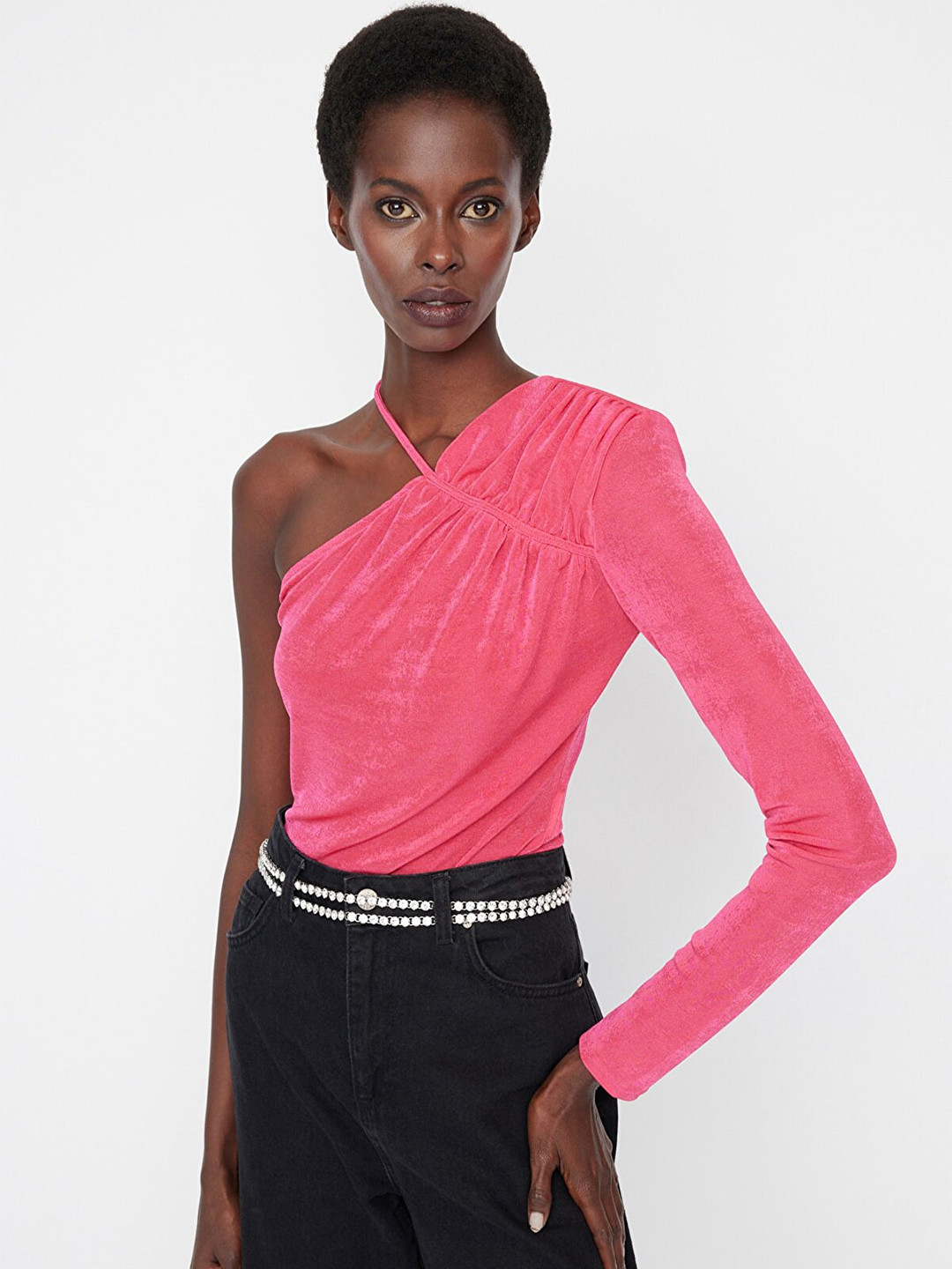 

Trendyol One Shoulder Long Sleeves Top, Fuchsia