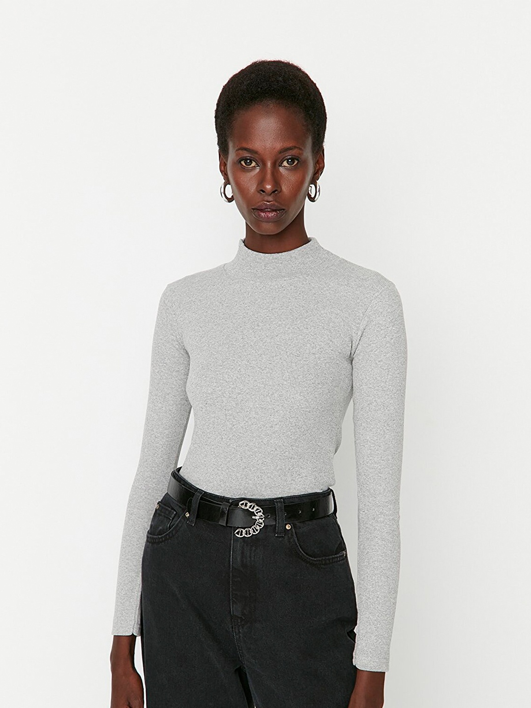 

Trendyol Fitted High Neck Top, Grey