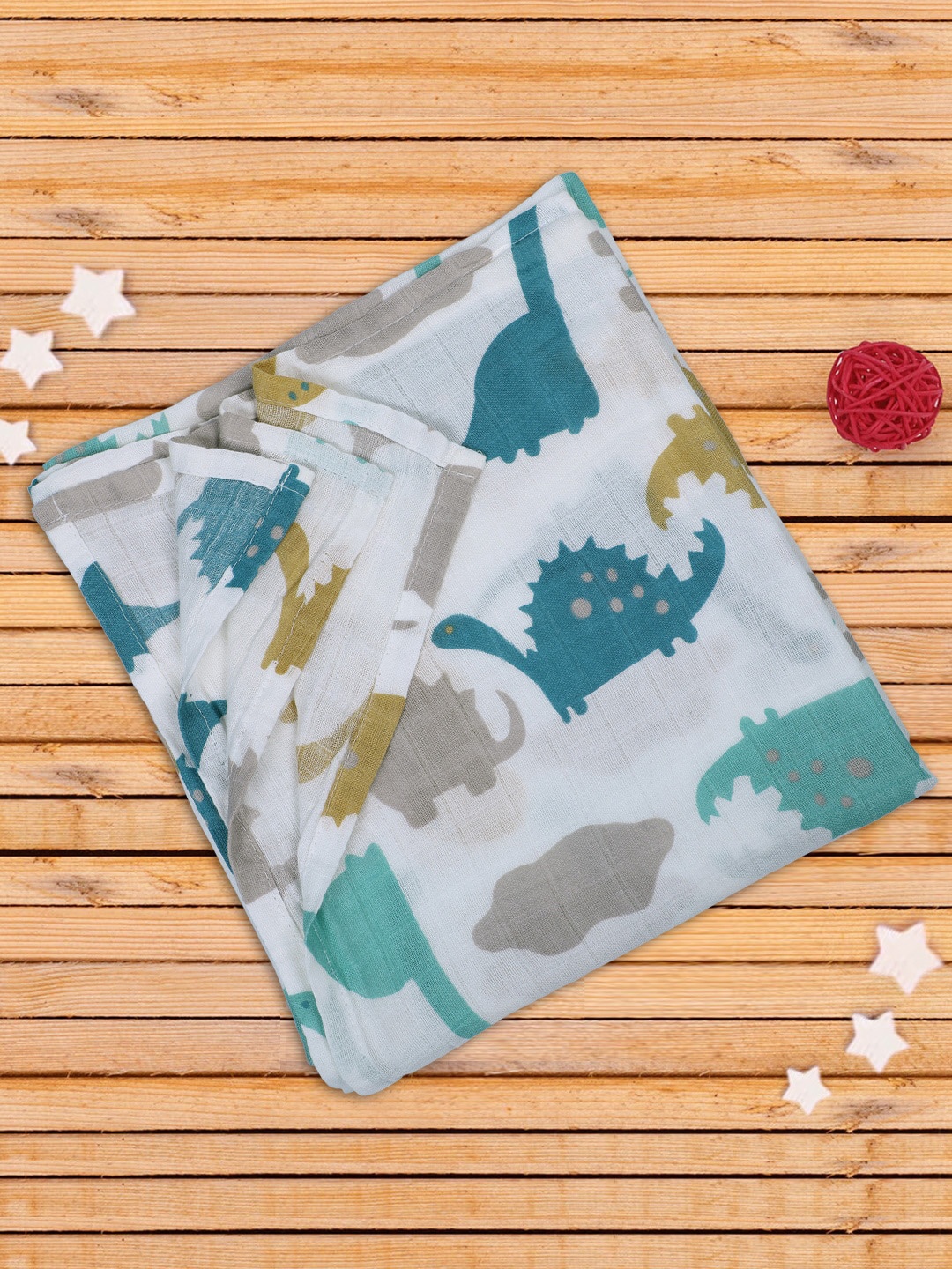 

Baby Moo Infants Dinosaur Soft Wrapper Muslin Swaddle, White