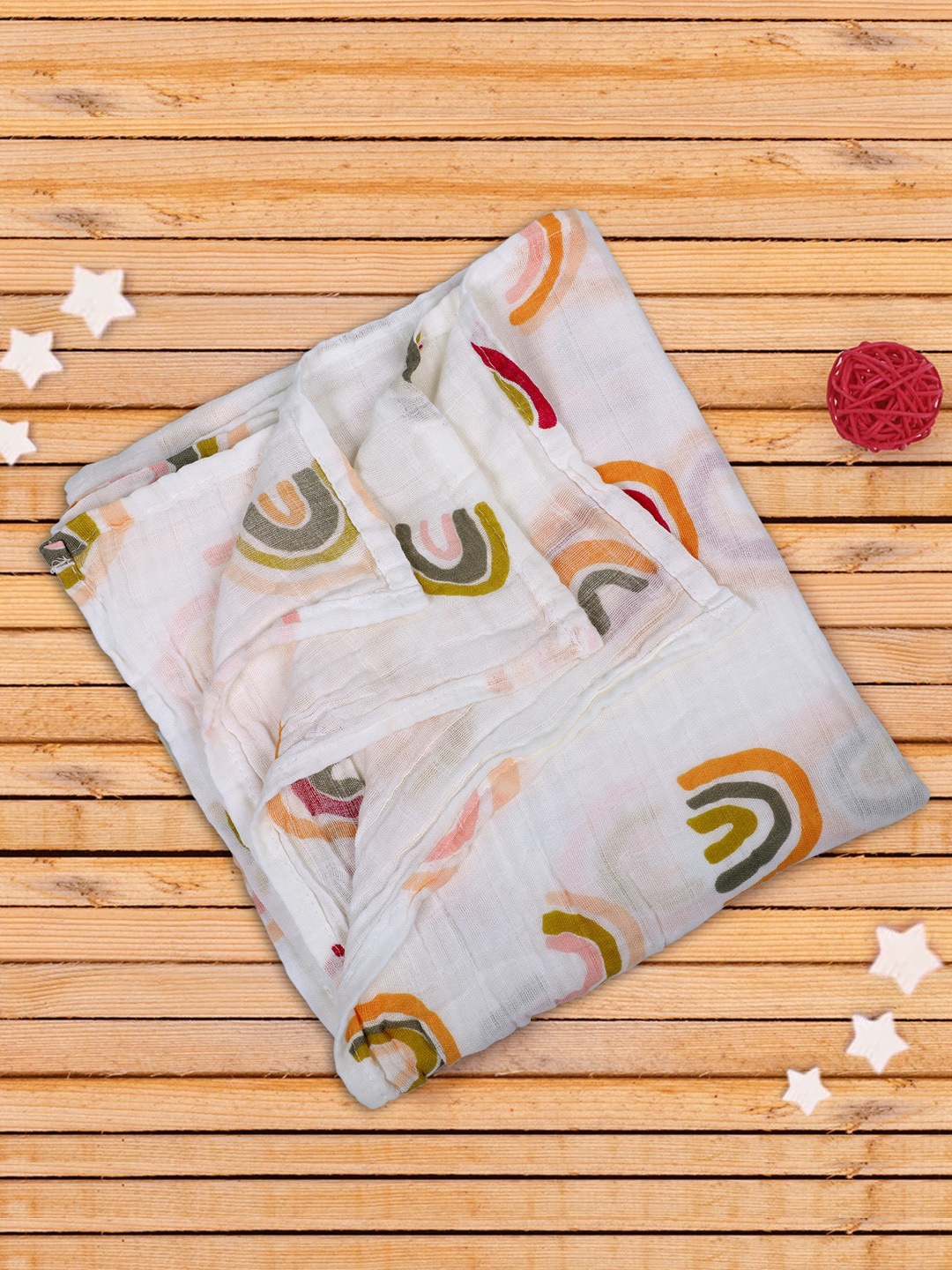 

Baby Moo Infants Rainbow Soft Wrapper Muslin Swaddle, White