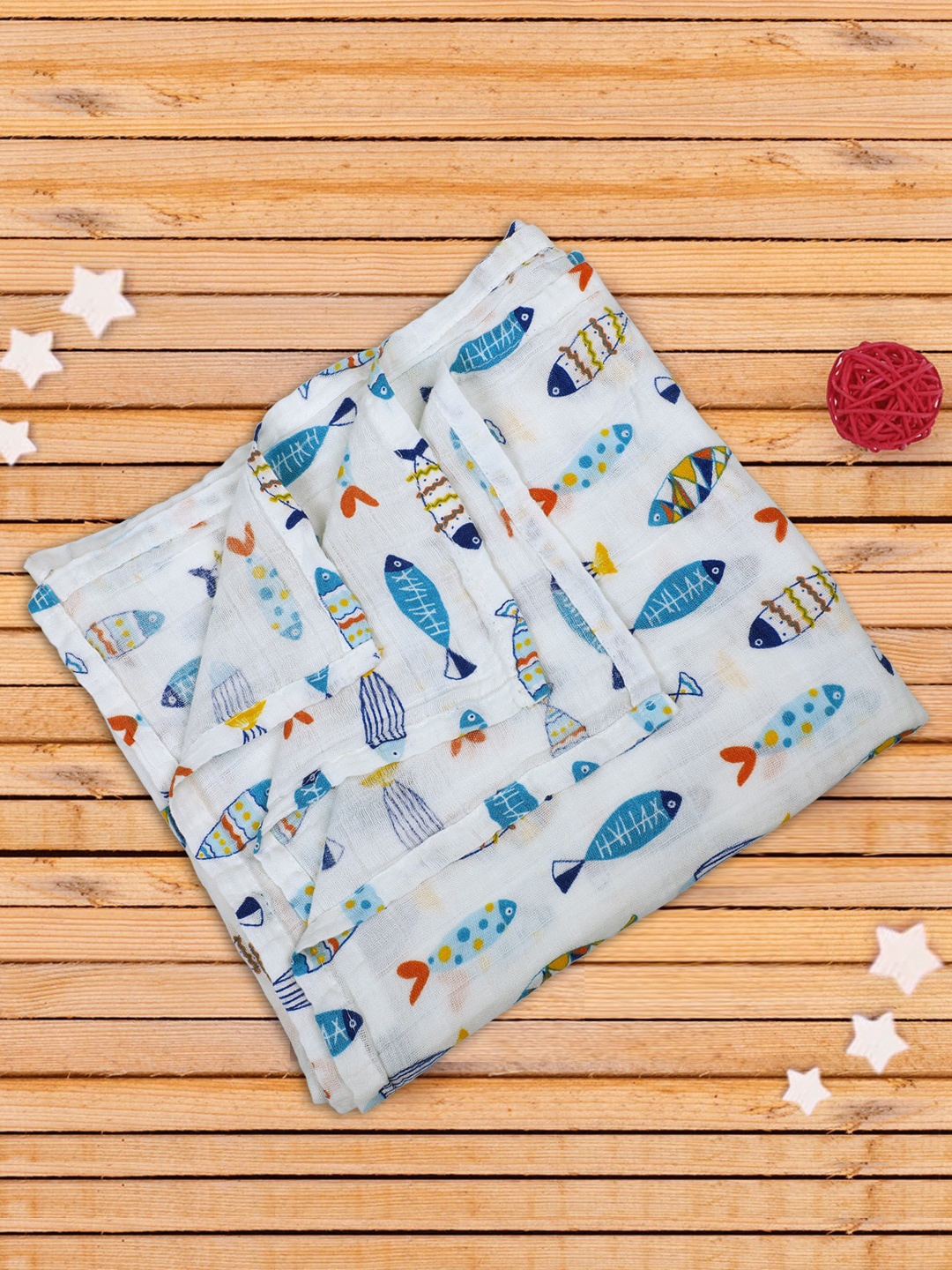 

Baby Moo Kids Printed Muslin Swaddle Wrapper, White