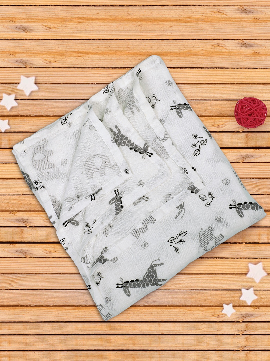 

Baby Moo Infants Giraffe Printed Soft Wrapper Muslin Swaddle, White