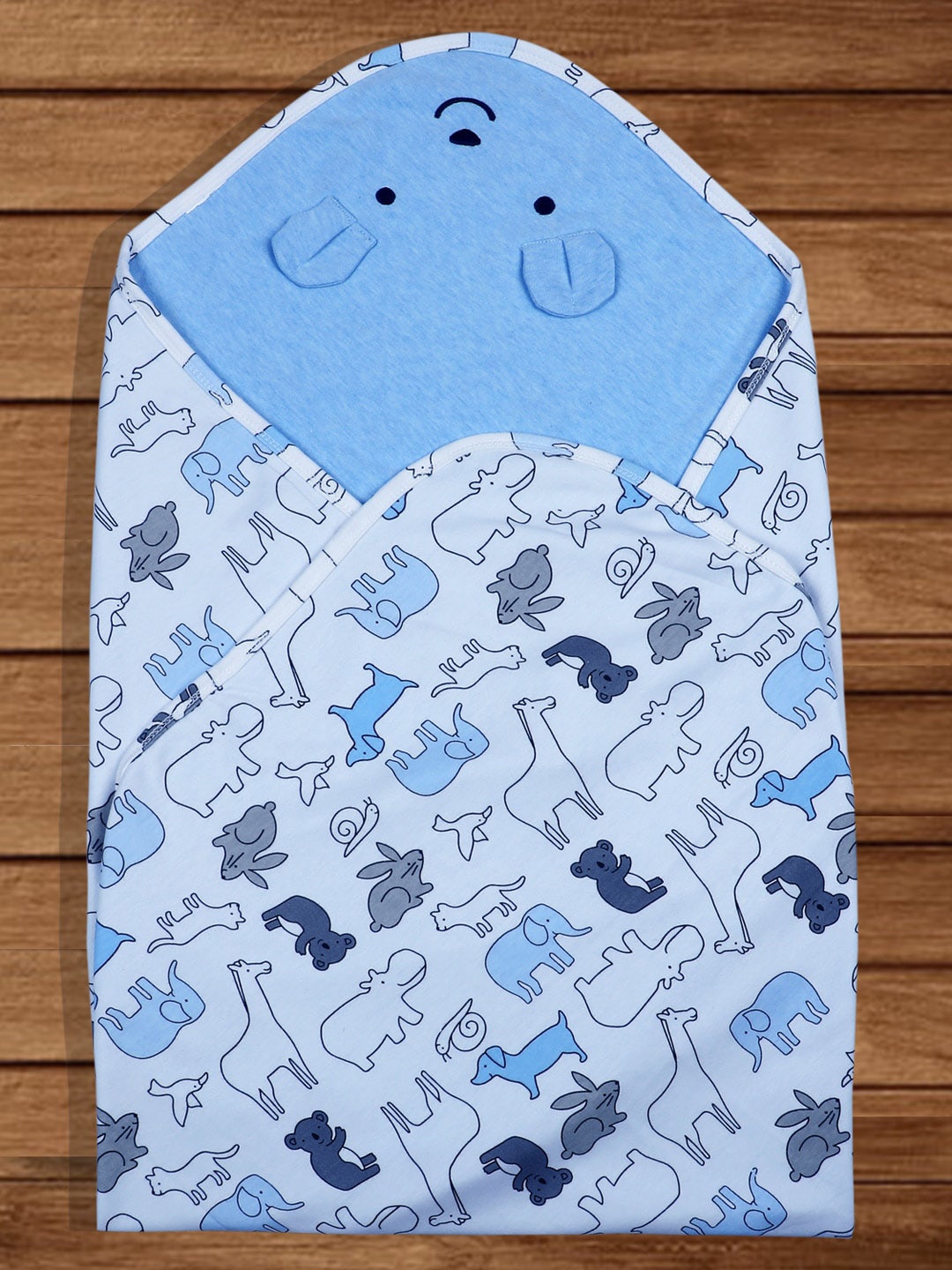 

Baby Moo Infants 3D Ear Puppy Printed Soft Reversible Wrapper, Blue