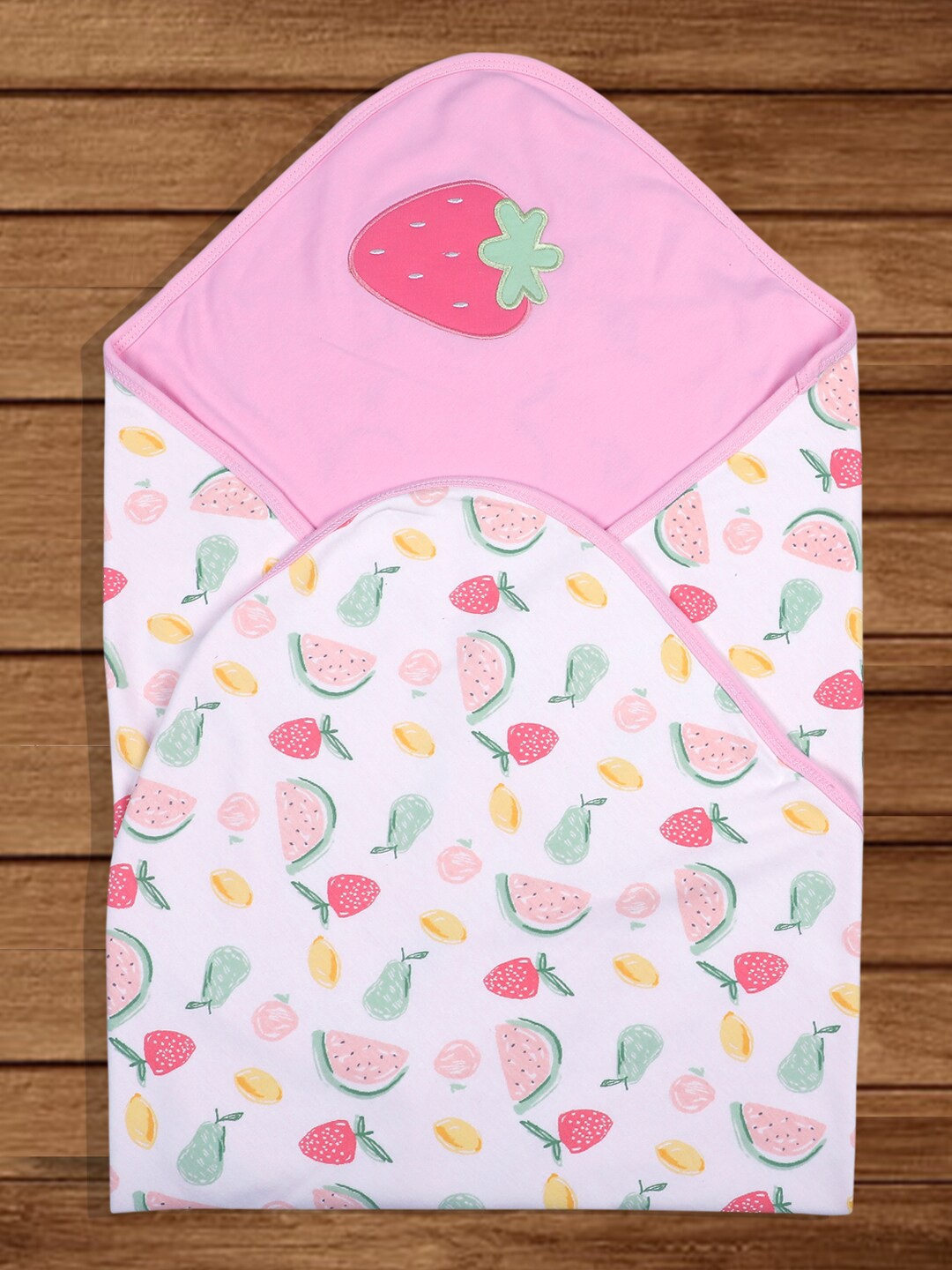 Baby Moo Kids Printed Reversible Wrapper, Pink