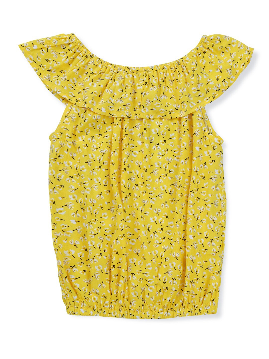 

Gini and Jony Girls Floral Print Off-Shoulder Bardot Cotton Top, Yellow