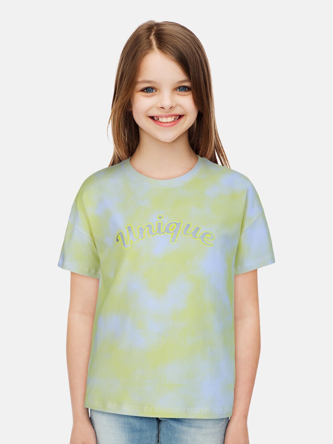 

Gini and Jony Girls Tie and Dye Cotton T-shirt, Yellow