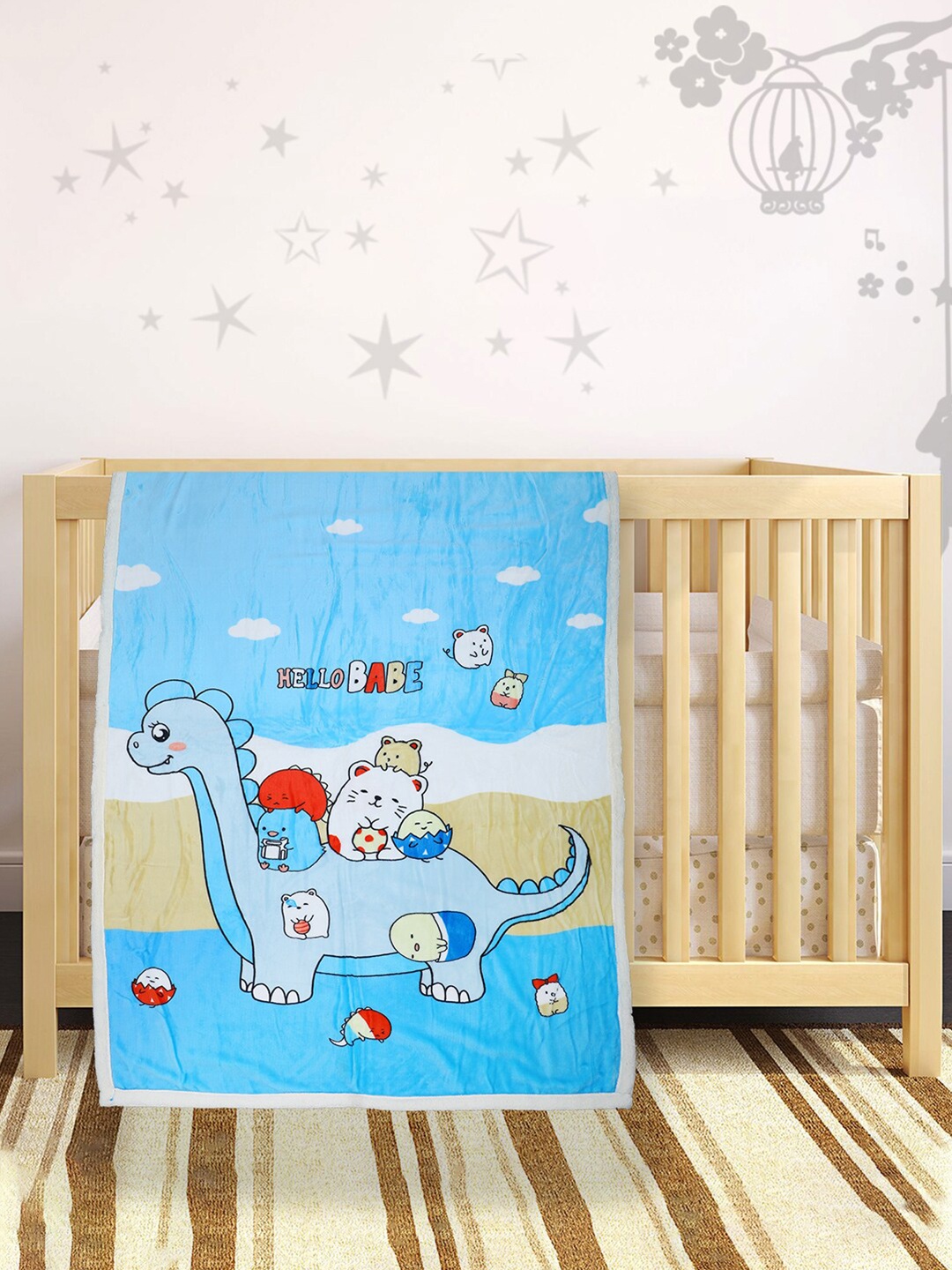 

Baby Moo Blue & White Cartoon Characters Heavy Winter 210 GSM Single Bed Blanket