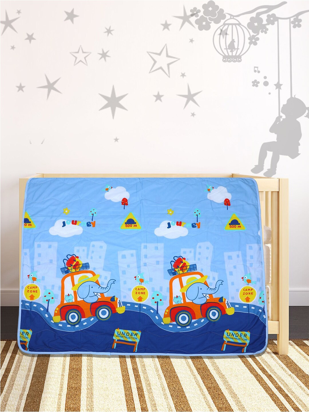 

Baby Moo Blue & Orange Cartoon Characters Heavy Winter 210 GSM Single Bed Blanket
