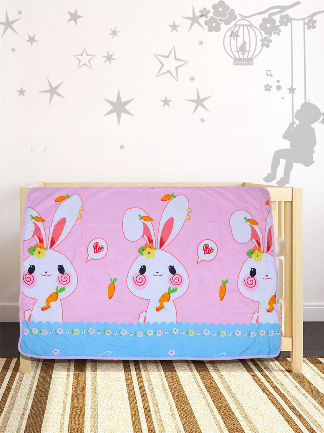 

Baby Moo Pink Cartoon Characters Heavy Winter 210 GSM Single Bed Blanket