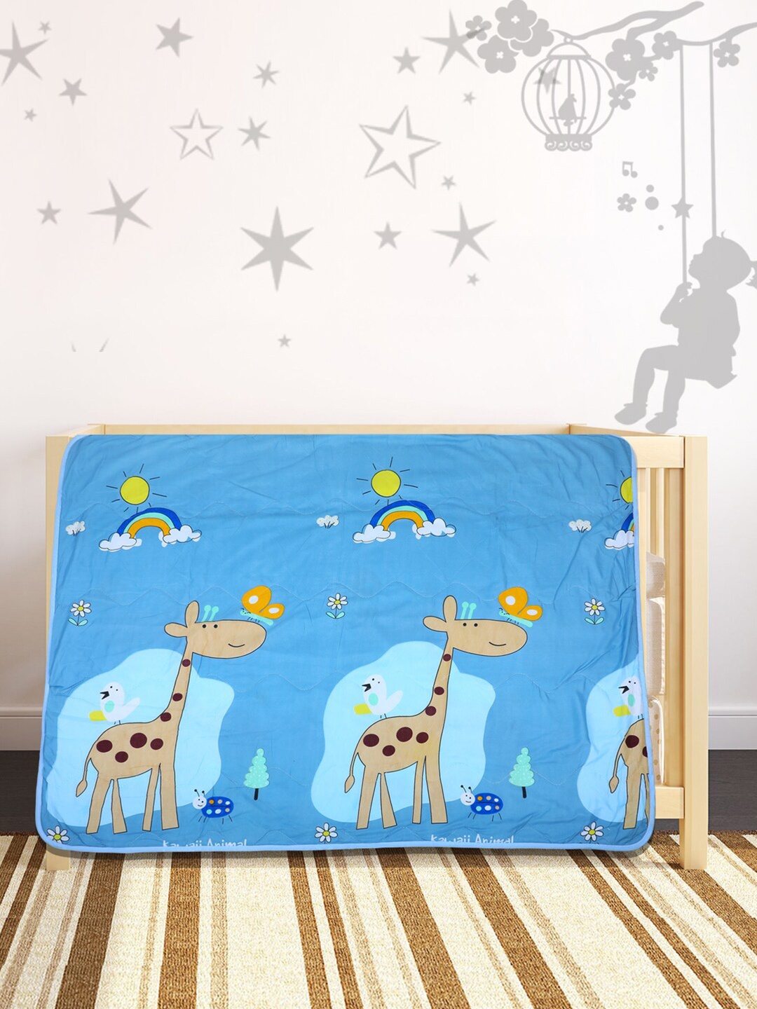 

Baby Moo Blue & Brown Cartoon Characters Heavy Winter 210 GSM Single Bed Blanket