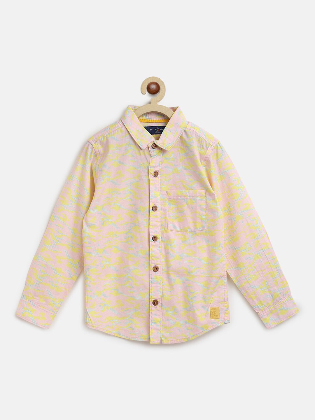 

TALES & STORIES Boys Printed Pure Cotton Casual Shirt, Peach