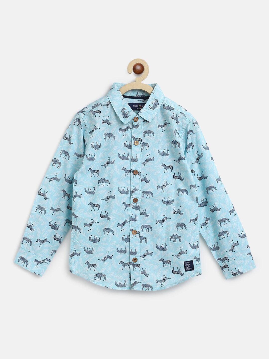 

TALES & STORIES Boys Cotton Printed Casual Shirt, Blue