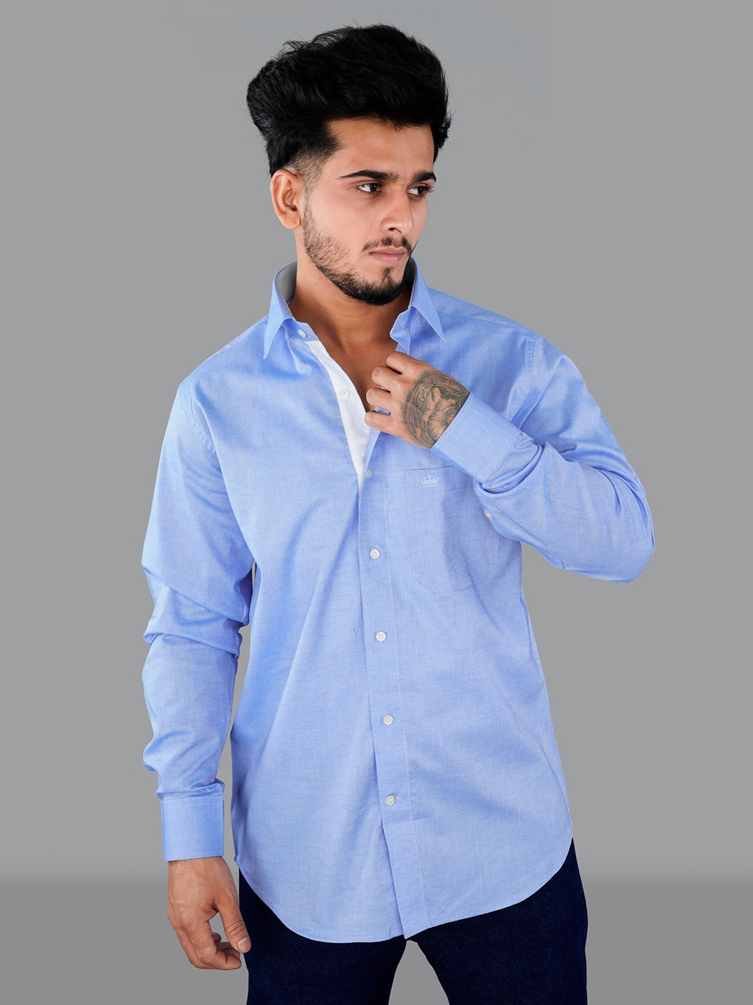 

FRENCH CROWN Men Standard Casual Shirt, Blue