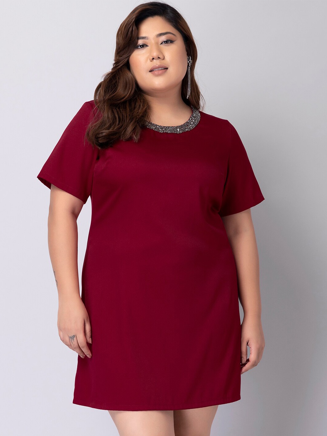 

FabAlley Curve Plus Size A-Line Dress, Maroon