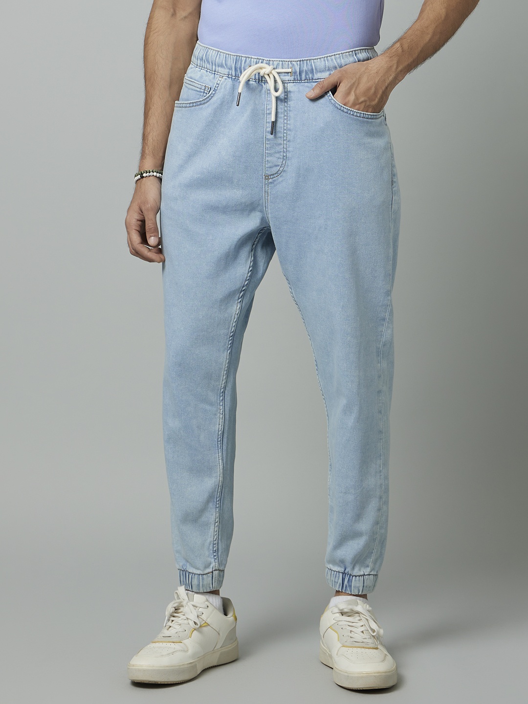 

Celio Men Heavy Fade Stretchable Cotton Jogger, Blue