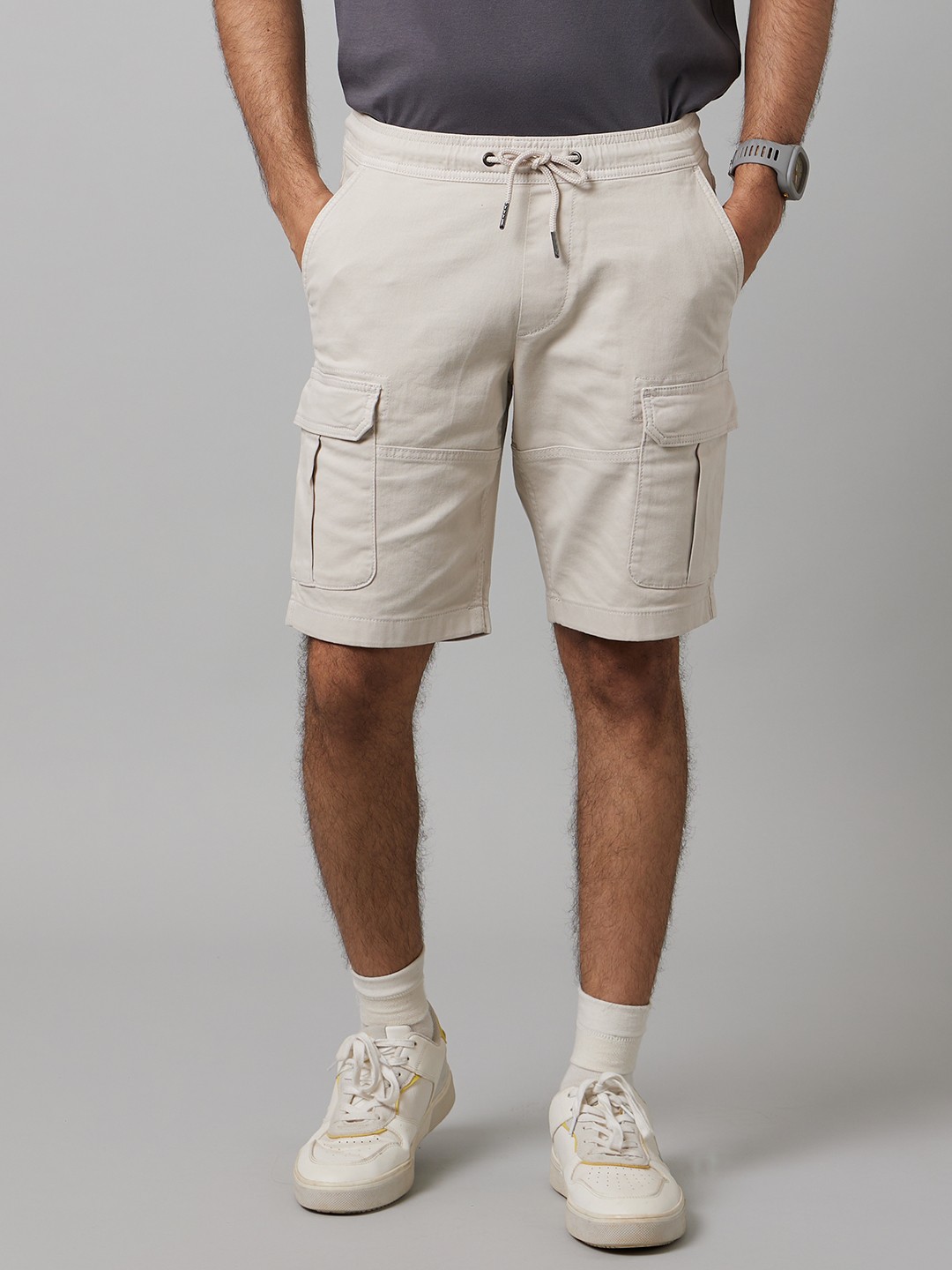 

Celio Men Regular-Fit Cotton Shorts, Cream