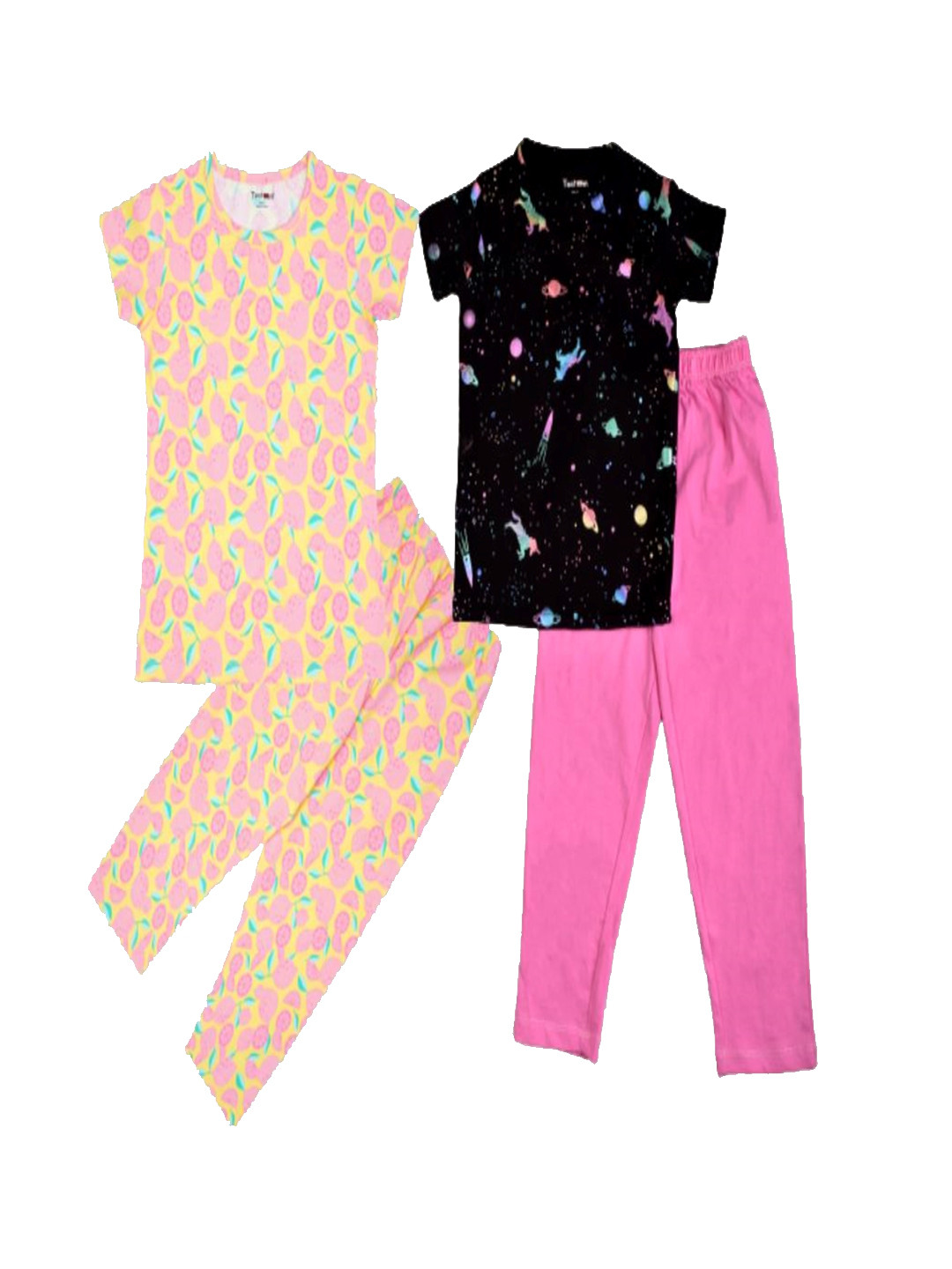 

Taatoom Girls Pack Of 2 Printed Pure Cotton Night suit, Pink
