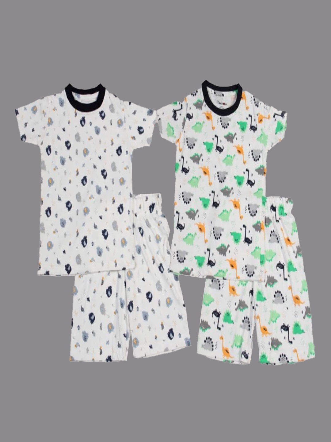 

Taatoom Boys Pack Of 2 Printed Pure Cotton Night suit, Off white