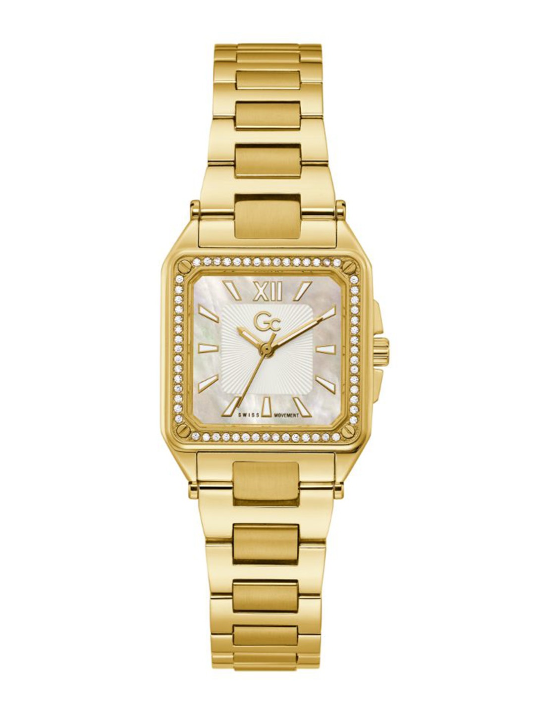 

GC Women Embellished Stainless Steel Bracelet Style Straps Analogue Watch Y85001L1MF, Gold