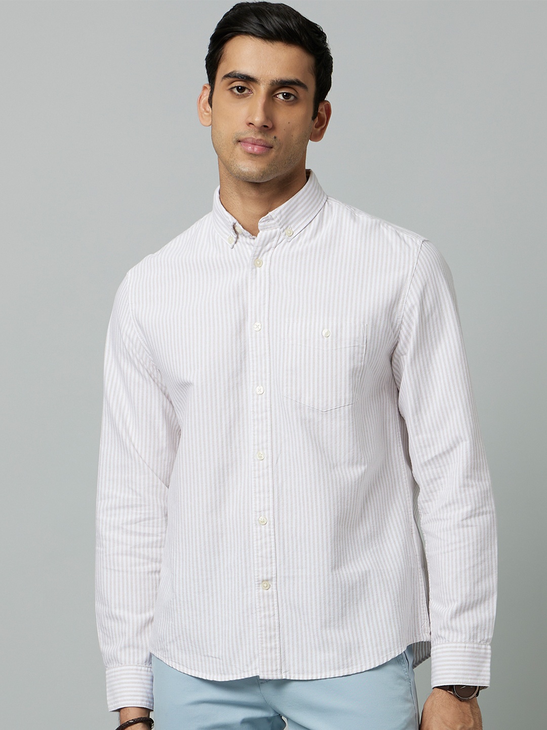 

Celio Men Classic Striped Casual Cotton Shirt, Off white