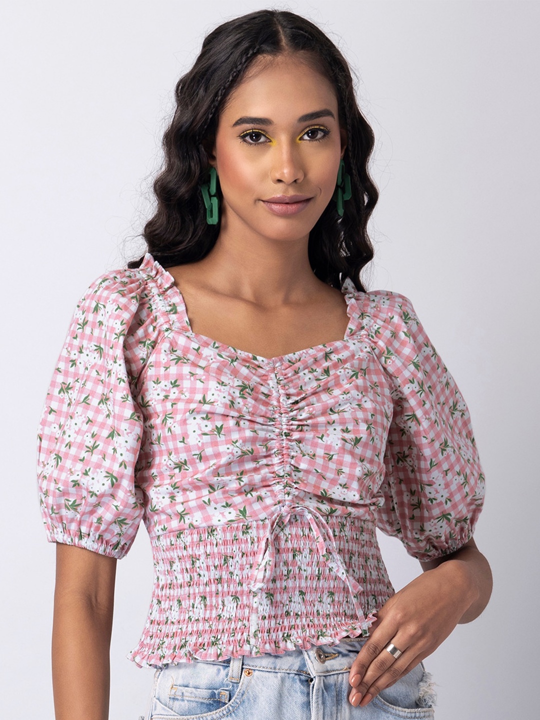 

FabAlley Floral Print Pure Cotton Top, Pink