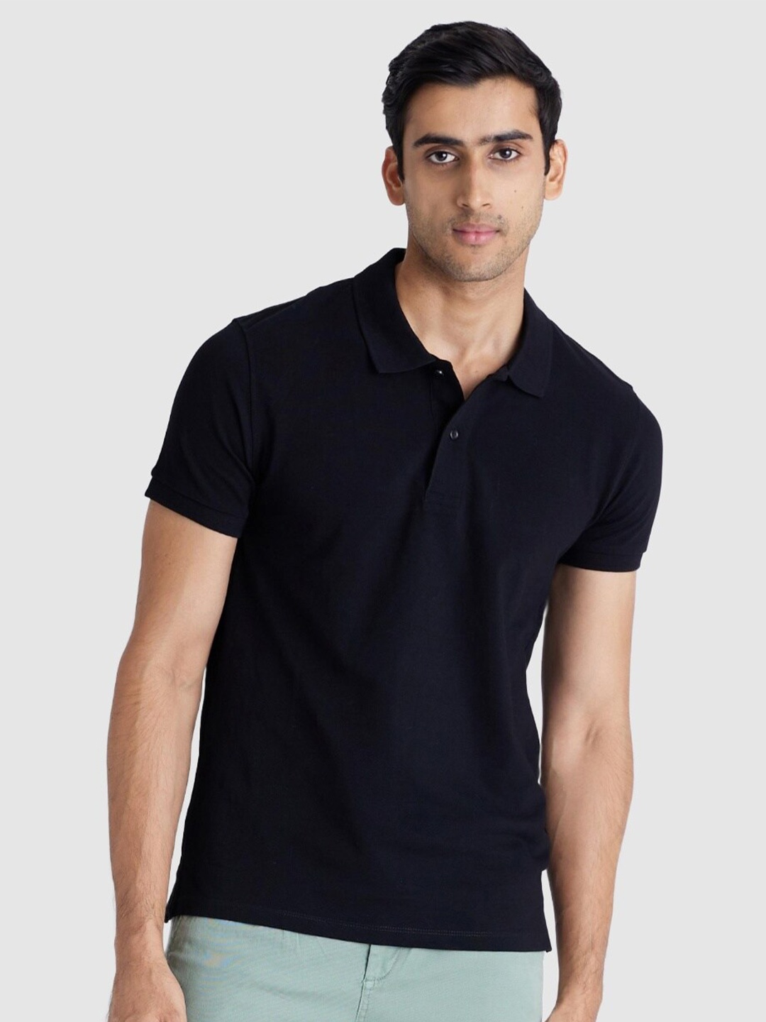 

Celio Men Polo Collar Cotton T-shirt, Black