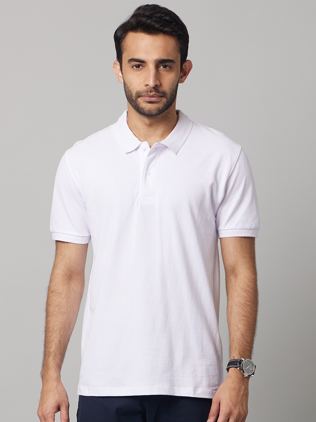 

Celio Men White Polo Collar T-shirt