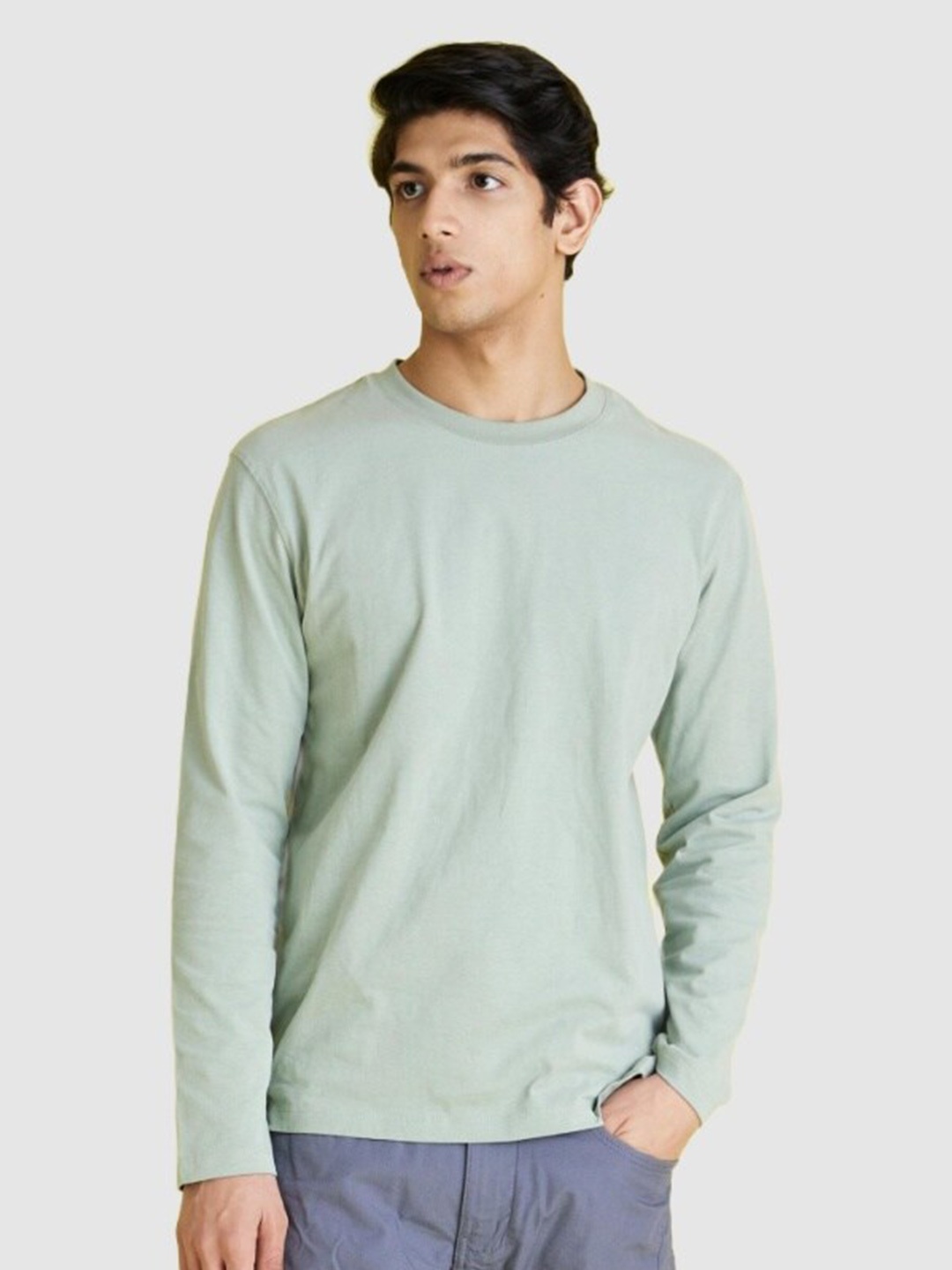 

Celio Men Round Neck Cotton T-shirt, Green