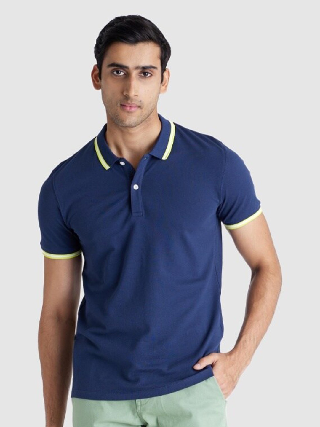 

Celio Men Polo Collar Cotton T-shirt, Blue