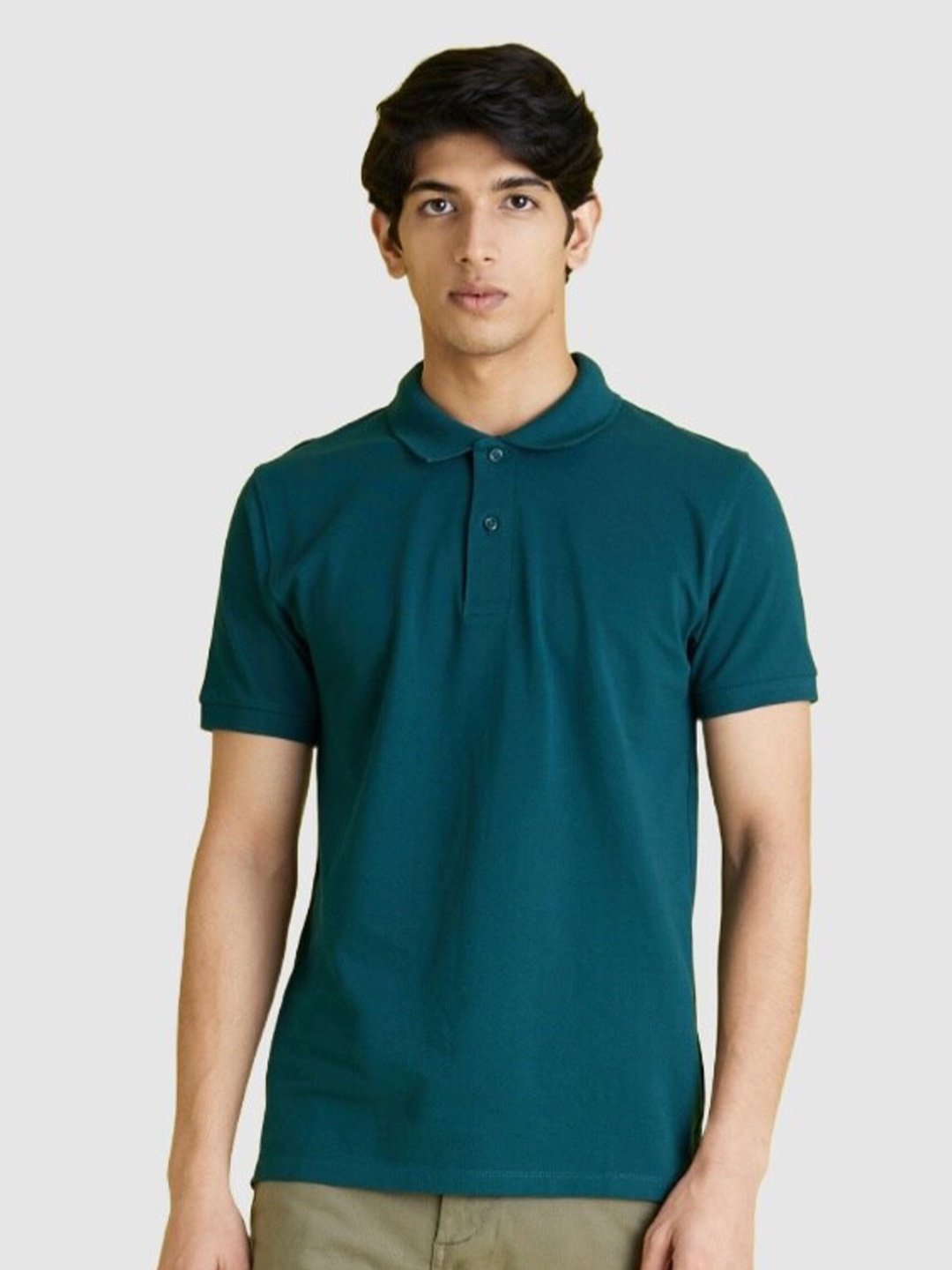

Celio Men Teal Tribal Mandarin Collar T-shirt