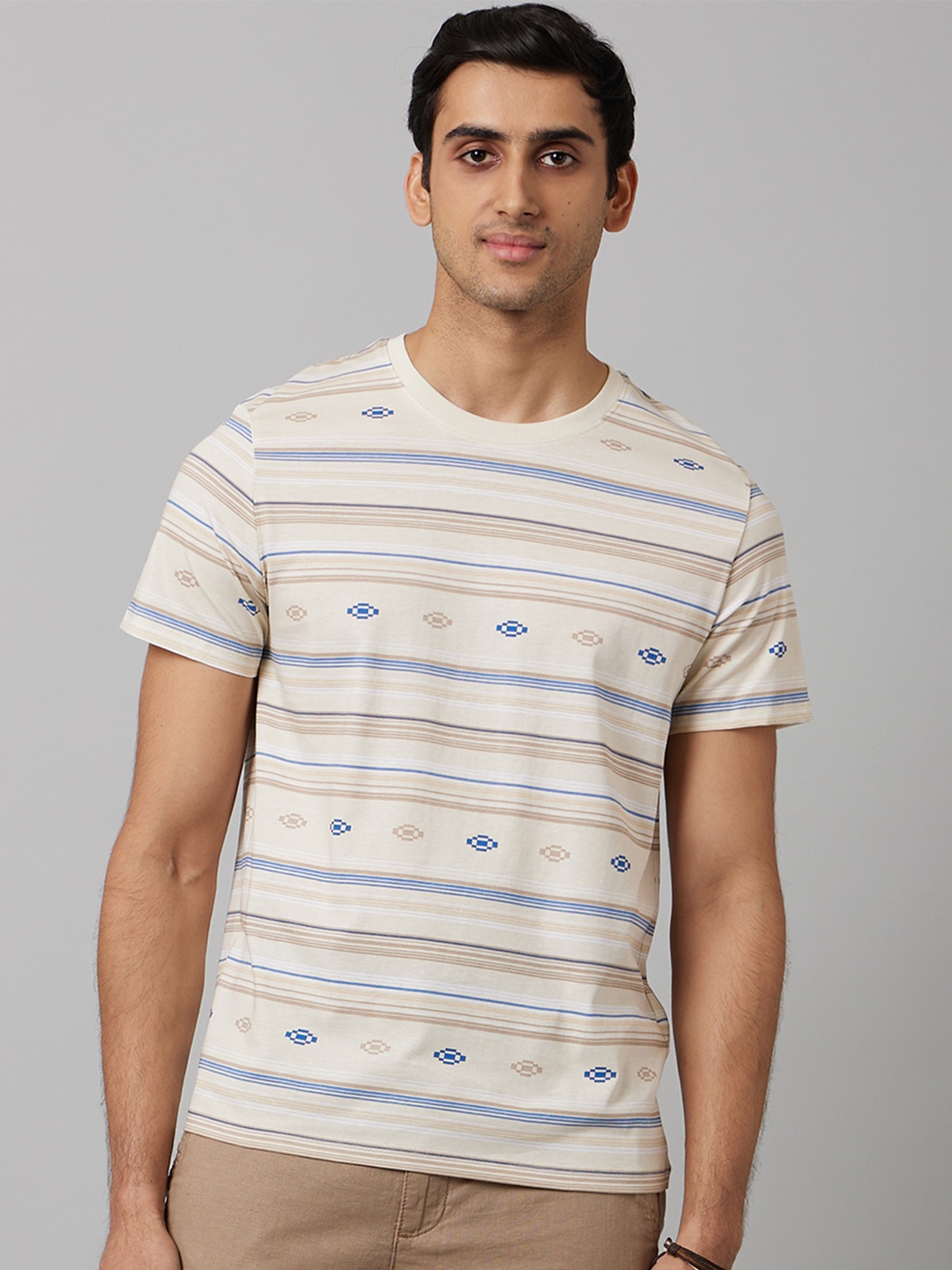 

Celio Men Blue & Cream-Coloured Printed T-shirt