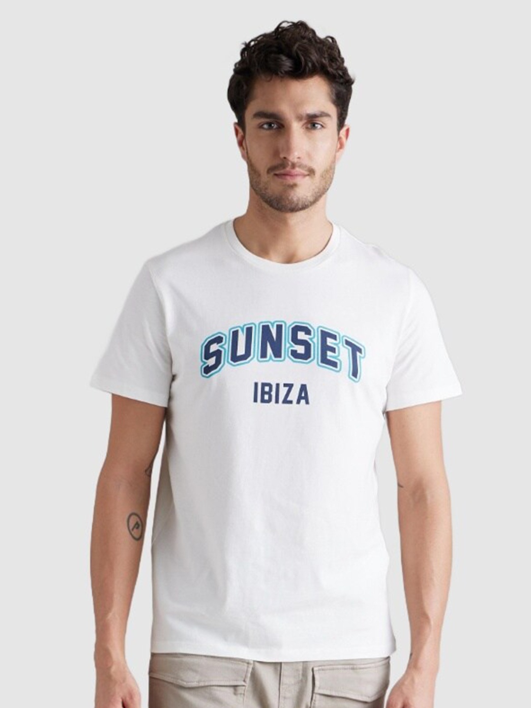 

Celio Men Typography Printed Cotton T-shirt, White