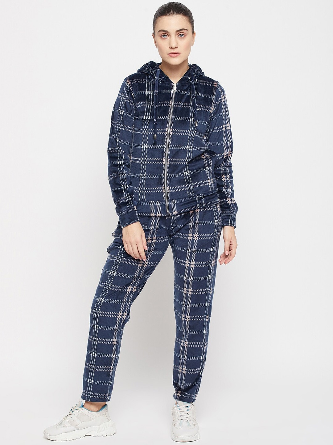 

Okane Women Checked Tracksuits, Navy blue