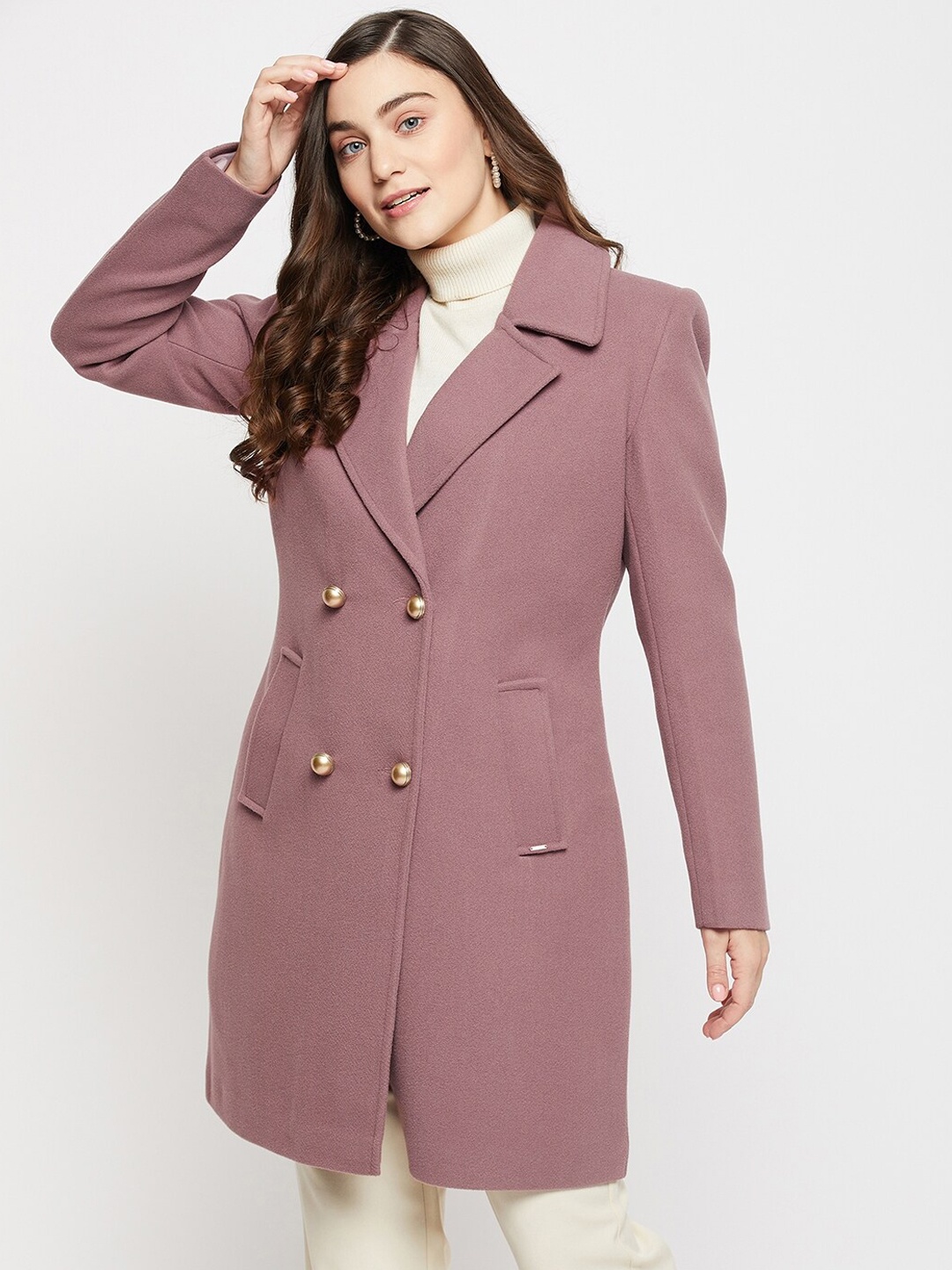 

Okane Women Double-Breasted Overcoat, Pink