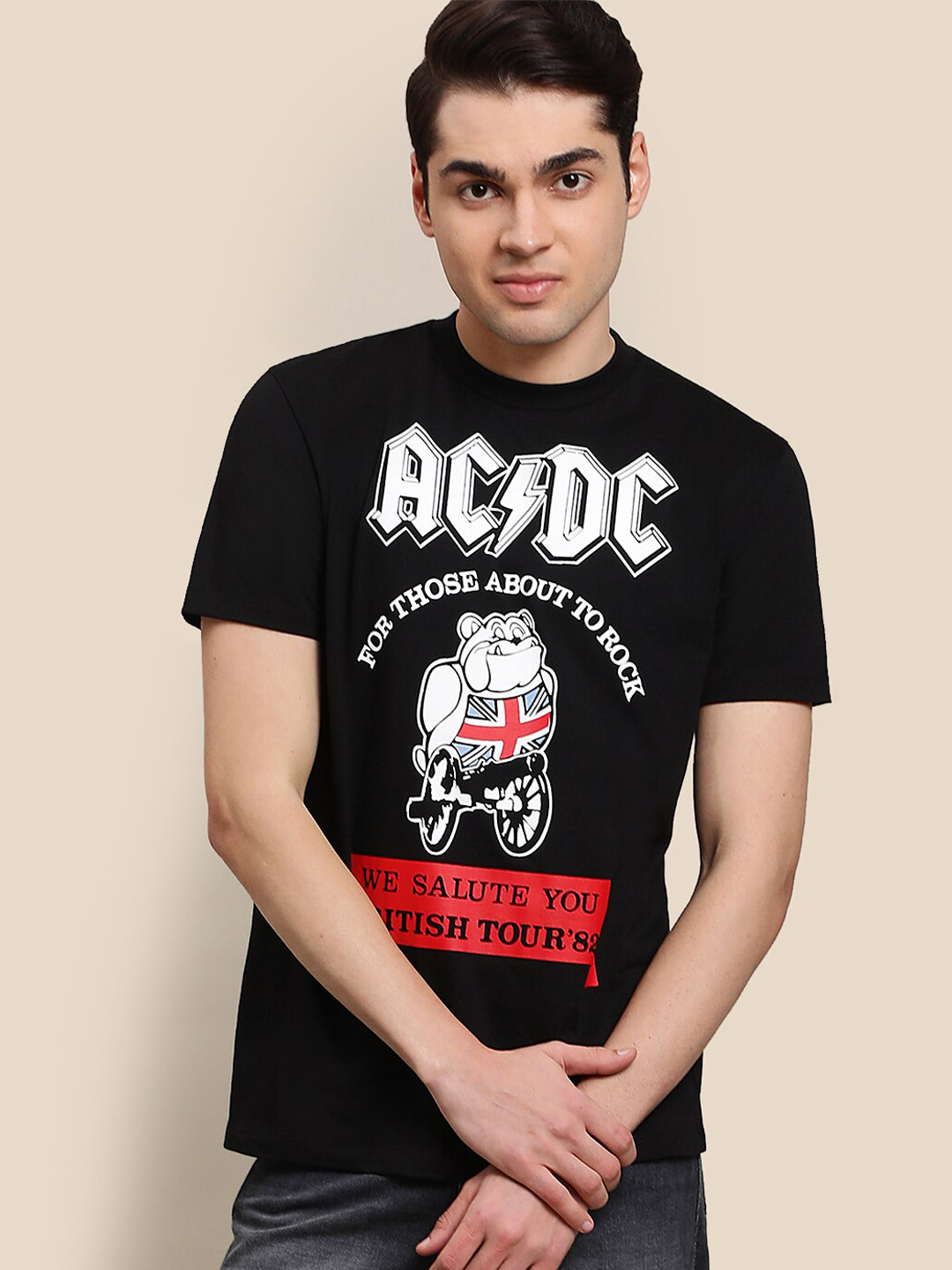 

Free Authority Men Acdc Printed Tshirt, Black