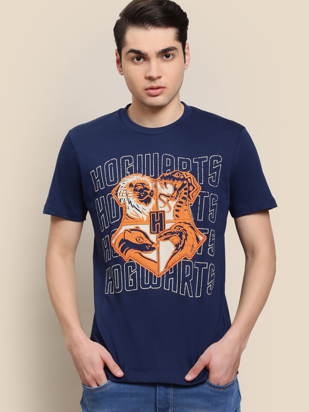 

Free Authority Men Cotton Printed T-shirt, Blue